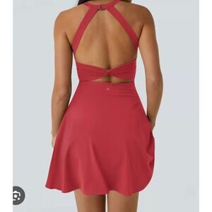 Halara Softlyzero Airy Tomato Red Halter Dress- Size Medium Long - NWT